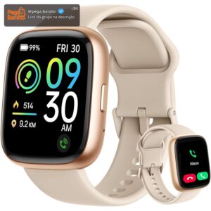 Bettdow SmartWatch Feminino 1.83" Full Touch, Assistente de voz Alexa, IP68 à Prova d'Água, Ligações Bluetooth, 100+ Modos Esportivos, Notificações Inteligentes, Compatível com iOS/Android (Ouro rosê) - Imagem 1