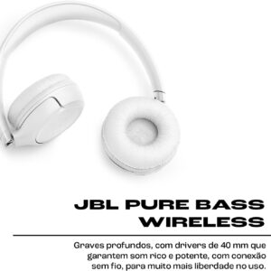 JBL, Fone de Ouvido Bluetooth Over-Ear, Tune 530BT, Sem Fio, Até 76 Horas de Bateria - Branco - Imagem 2