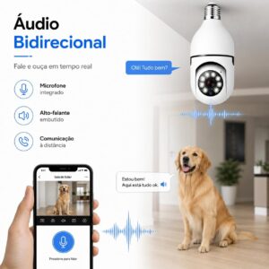 Câmera de Segurança IP WiFi Full HD 1080p, Visão Noturna Infravermelho, Detecção de Movimento, Áudio Bidirecional, Giratória, Prova D'água, Bivolt - Imagem 7