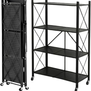 Estante Rack Aço Multiuso Prateleira Organizadora Modelo Industrial Reforçada Luxo Dobrável Decoração Apartamento Escritório Quarto Cozinha Sala Livros - 4 Prateleiras 125x71x34cm (Preto) - Imagem 1