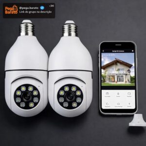 Kit 2 Câmeras Segurança IP Lâmpada WiFi Full HD 1080p com Visão Noturna Infravermelho 1080P Bivolt, Detecção de Movimento, Áudio Bidirecional, Prova D'água Giratória (2) - Imagem 1