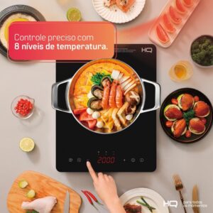 Cooktop de Indução HQ 1 Boca Portátil 2000W Preto HQ-IDS2001P 220V - Imagem 9