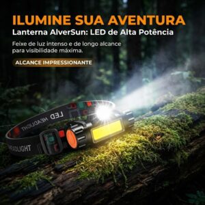 Lanterna De Cabeça Led Potente Recarregável e À Prova D'Água Para Uso em Mecânica Ciclismo Caminhada Trilha Acampamento Pesca Noturna Vigilância Portátil 4 Modos de Iluminação AlverSun - Imagem 2