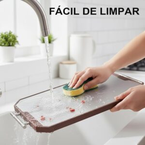 Tabua de Corte Inox Dupla Face em aço Inoxidável e PP, Tamanho Grande 45 * 30 * 2,3 cm, Tábua de Cozinha Antibacteriana, Adequada para Carne, Frutas e Legumes, Proteção Contra Respingos - Imagem 7