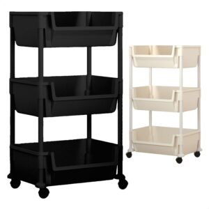 Carrinho Organizador Multiuso 3 Prateleiras com Rodinhas para Cozinha Banheiro Salão Manicure Cabeleireiro (Preto) - Imagem 7