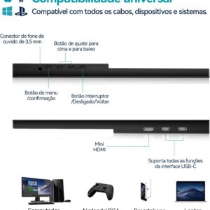 Monitor portátil de 15,6 polegadas, conectividade USB-C e HDMI, resolução Full HD 1080p, falantes integrados compatível com diversos dispositivos–Preto - Imagem 3