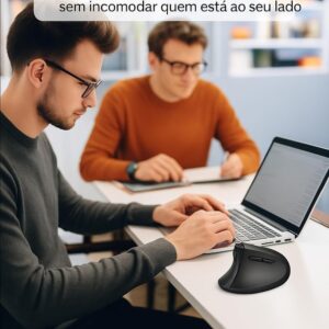 Mouse Vertical Ergonômico, Sem Fio, 1600 DPI, Mouse Ortopédico Bluetooth 2.4G, 6 Botões, Posição da Mão Correta, Evita Inflamações no Pulso e Tendões, Trabalho, Jogos e Estudos, Recarregável USB - Imagem 5