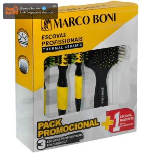 Marco Boni Kit Prof 3 Escovas Thermal Ceramic E 1 Escova Raquete Desembaraçante 6204 Amarelo 4 Unidades. - Imagem 1