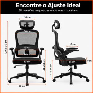 Cadeira de Escritório Almirante P600 Mesh Reclinável Preta 150Kg - Imagem 2