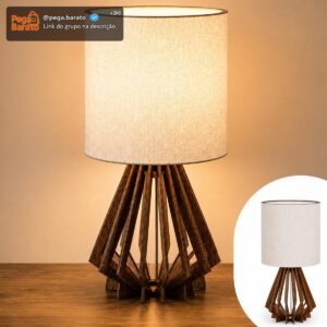 Luminária Abajur Hanara 40 Cm Sala Quartos Moderno com Cúpula Clara Decoração - Imagem 1