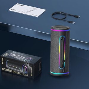 MLOVE E80 Caixas de Som Portáteis Bluetooth, à prova d'água, com luz LED RGB, Estéreo sem Fio, Bluetooth 5.4, 30W Reforço de Graves, Suporte Micro SD, AUX-in, Carregamento via Type-C, Preto - Imagem 8
