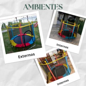 Cama Elástica Infantil com Rede de Proteção, diâmetro 140cm X altura 120cm, Colorida, pula pula para Interior e Exterior ELORIA - Imagem 7