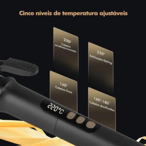 Modelador de Cachos 32mm com Revestimento Cerâmico, Controle Digital de Temperatura 140–220 °C, Aquecimento Rápido, Cabo Giratório 360°, Bivolt 110–240 V - Imagem 6