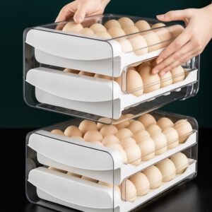 Porta Ovos Empilhável com Gaveta 2 Camadas 32 Unidades para Geladeira, Organizador de Ovos em Plástico PP Premium, Cozinha Compacta, Armazenamento Alimentos, Transparente e Durável - Imagem 5