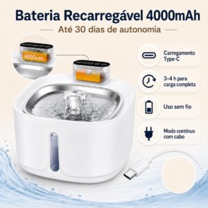 bebedouro para gatos sem fio com sensor, 3,2 L fonte de água para animais de estimaçãoCom bandeja de água de aço inoxidável, fontes dispensadoras de água corrente para gatos,3 conjuntos de filtros - Imagem 3