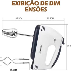 Batedeira Portatil de Mão Batedor de Ovos Elétrico 110V, Velocidade Ajustável, Haste Dupla, para Misturar Bolos e Massas na Cozinha - Imagem 2