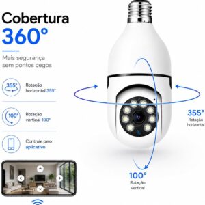 Câmera de Segurança IP WiFi Full HD 1080p, Visão Noturna Infravermelho, Detecção de Movimento, Áudio Bidirecional, Giratória, Prova D'água, Bivolt - Imagem 3