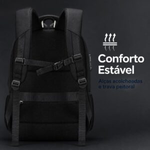 Mochila Masculina Reforçada Executiva Grande Mochila para Notebook Trabalho Viagem Escola com Cabo de Aço Impermeável Antifurto com Saídas USB/Fone de Ouvido Unissex - Imagem 8