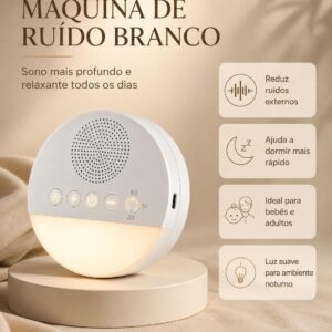 Aparelho de Ruído Branco para Dormir, Bebê, Adultos, Sons Relaxantes, Timer - Imagem 2