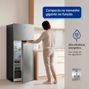 Geladeira Refrigerador HQ 230 Litros Duplex Defrost, Baixo Consumo A+++ Preto/Cinza HQ-230RDFS (220, Volts) - Imagem 5