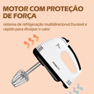 Batedeira Portatil de Mão Batedor de Ovos Elétrico 110V, Velocidade Ajustável, Haste Dupla, para Misturar Bolos e Massas na Cozinha - Imagem 7