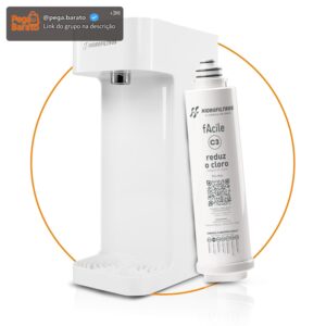 Hidrofiltros - Purificador de Água Facile com Refil C3 Elimina Cloro, Odores e Sabores Cor Branco Hidrofiltros - Imagem 1