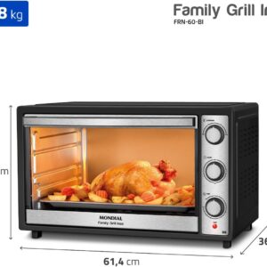 MONDIAL Forno Elétrico 60L Family Grill Inox, Preto/Inox, 2000W, 220V - FRN-60-BI - Imagem 3