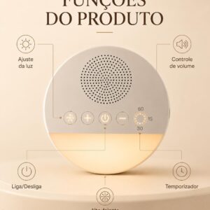 Aparelho de Ruído Branco para Dormir, Bebê, Adultos, Sons Relaxantes, Timer - Imagem 3