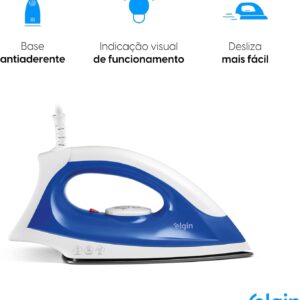 Ferro de Passar a Seco Iron Force Elgin Super Leve Branco e Azul Base Antiaderente 220V - Imagem 6