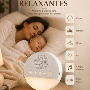 Aparelho de Ruído Branco para Dormir, Bebê, Adultos, Sons Relaxantes, Timer - Imagem 6