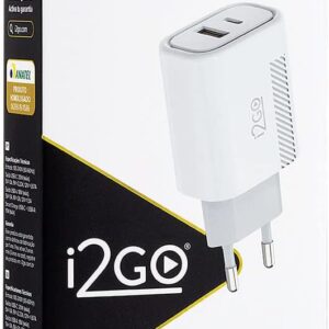 Carregador de Parede Ultra Rápido com 1 Saída USB-C Power Delivery 20W + 1 Saída USB-A 18W I2GO - i2GO PRO, Branco - Imagem 6