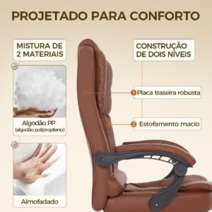 Cadeira de escritório presidente, cadeira de home office com apoio para os pés e encosto ajustável(Marrom) - Imagem 5