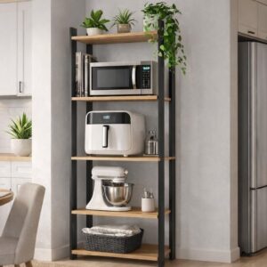 Estante Livreiro 5 Prateleiras Estilo Industrial Organizador Multiuso Mega Chicó 178x63x30cm (Preto/Nature) - Imagem 4