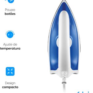 Ferro de Passar a Seco Iron Force Elgin Super Leve Branco e Azul Base Antiaderente 220V - Imagem 5
