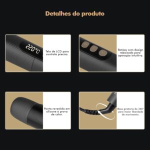 Modelador de Cachos 32mm com Revestimento Cerâmico, Controle Digital de Temperatura 140–220 °C, Aquecimento Rápido, Cabo Giratório 360°, Bivolt 110–240 V - Imagem 7