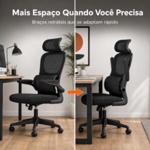 Cadeira de Escritório Almirante P600 Mesh Reclinável Preta 150Kg - Imagem 8