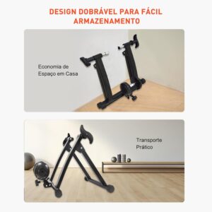 Rolo de Treino para Bicicleta Aro 27 a 29 com 6 Níveis de Resistência, Estrutura em Ferro, Compatível com Quick Release - Imagem 7