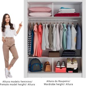 Guarda-Roupa Solteiro Madesa Denver 2 Portas de Correr - Branco - Imagem 4
