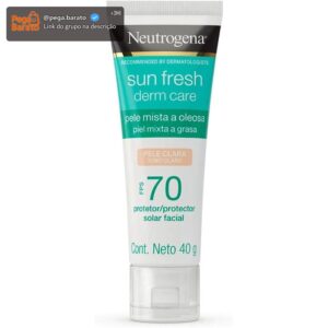 Protetor Solar Facial Para Pele Oleosa Neutrogena Sun Fresh Derm Care Pele Clara FPS 70, 40g - Imagem 1