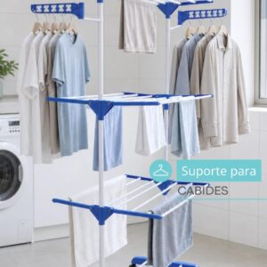 Varal de Chão Vertical Dobrável 3 Andares - Reforçado e Mais Resistente - Varal de Roupas Vertical Grande Retrátil - Imagem 5