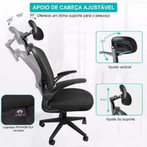 Cadeira de escritório ergonômica com estofado de mesh (Cabide) - Imagem 5