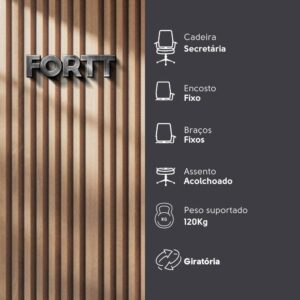 Cadeira de Escritório Secretária Base Cromada com Rodinha Fortt Lisboa Laranja - CSF02-LJ - Imagem 7