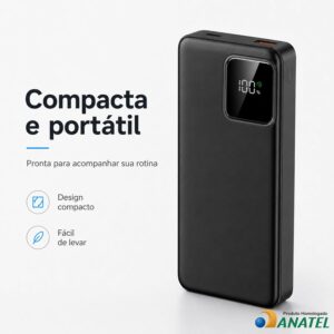 Carregador Portátil Power Bank 20000mAh Turbo 22.5W com Visor LED e Cabos Integrados - Carregamento Ultra Rápido PD, 2 Saída/Entrada USB Tipo-C e Lightning, Compatível com iPhone, Android, Notebook - Imagem 8