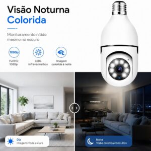 Câmera de Segurança IP WiFi Full HD 1080p, Visão Noturna Infravermelho, Detecção de Movimento, Áudio Bidirecional, Giratória, Prova D'água, Bivolt - Imagem 4