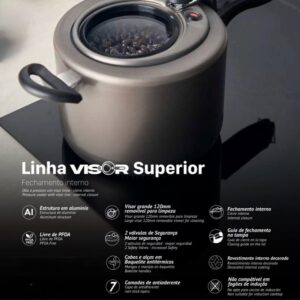 Panela de Pressão com Visor Superior, Alumínio Antiaderente, 120mm, 2 Válvulas de Segurança - Imagem 4