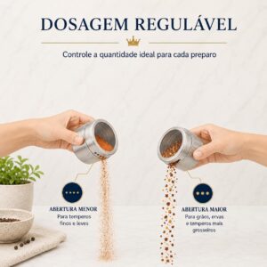 Porta Temperos Magnético Inox 6 Potes Base Triangular Dosador para Cozinha - Imagem 4