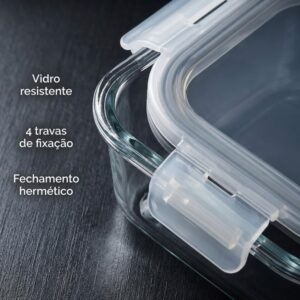 Kit 10 Potes de Vidro Herméticos 640ml com 4 Travas Ideal para Marmitas e Conservação de Alimentos, Vedação Total, Refratário para Forno e Freezer - Imagem 6