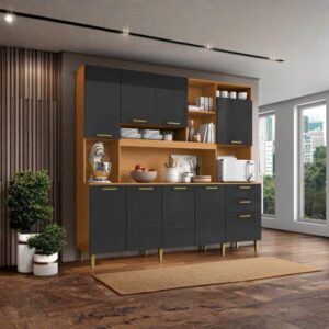 Armário de Cozinha Completa Aramóveis Kit Mega 9 Portas 2 Gavetas - Imagem 8