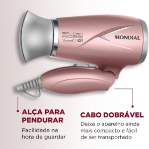 MONDIAL Secador de Cabelos Travel, Golden Rose, 1200W, Bivolt - SC-47-GR - Imagem 5