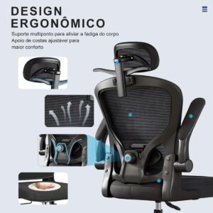 Cadeira de escritório ergonômica com estofado de mesh (Cabide) - Imagem 3